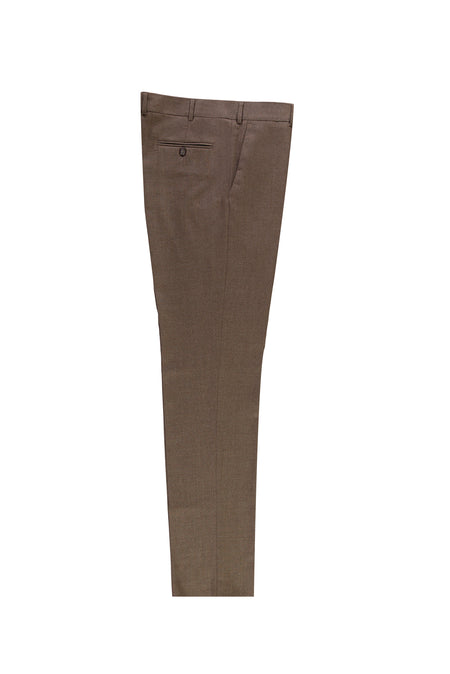 Açık Kahve - Camel Relax Fit Rahat Kesim İtalyan Yünlü Flanel Kumaş Pantolon