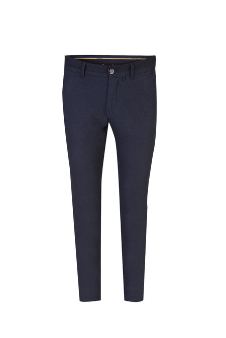 Koyu Mavi Regular Fit Kuşgözü Likralı Kanvas / Chino Pantolon