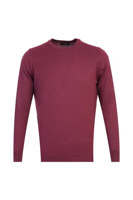Bordo Bisiklet Yaka Regular Fit Yünlü Triko Kazak