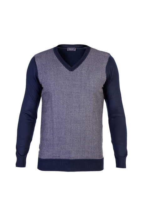 Lacivert V Yaka Regular Fit Yünlü Triko Kazak