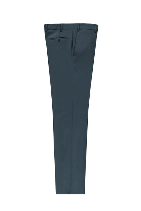 Petrol Slim Fit Dar Kesim Yünlü Klasik Kumaş Pantolon