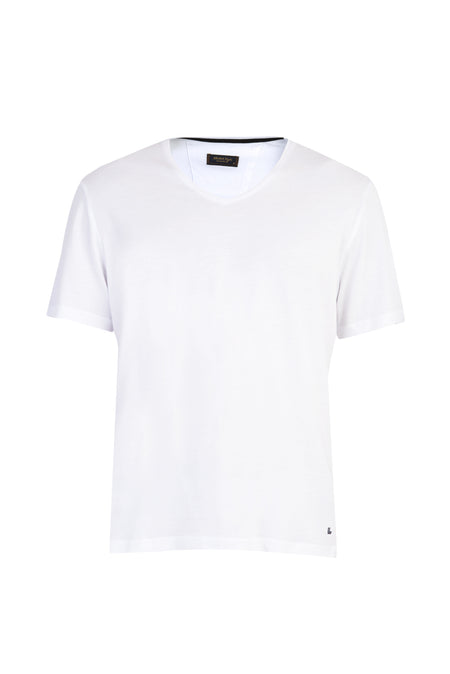 Beyaz V Yaka Regular Fit T-shirt