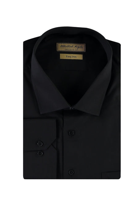 Siyah Uzun Kol Easy Care Slim Fit Dar Kesim Pamuk Gömlek