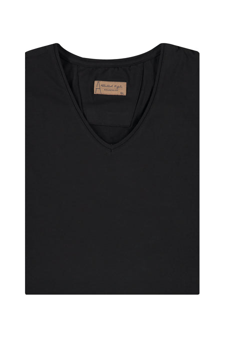Siyah Büyük Beden V Yaka Regular Fit T-shirt