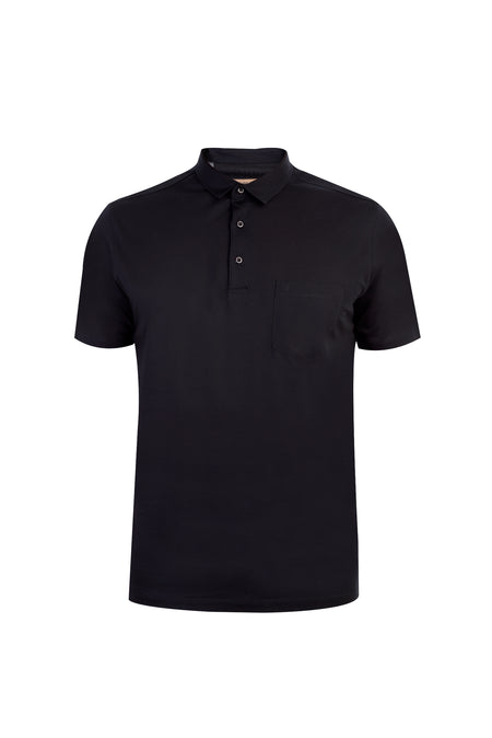 Siyah Polo Yaka Süprem Regular Fit Pamuk T-shirt