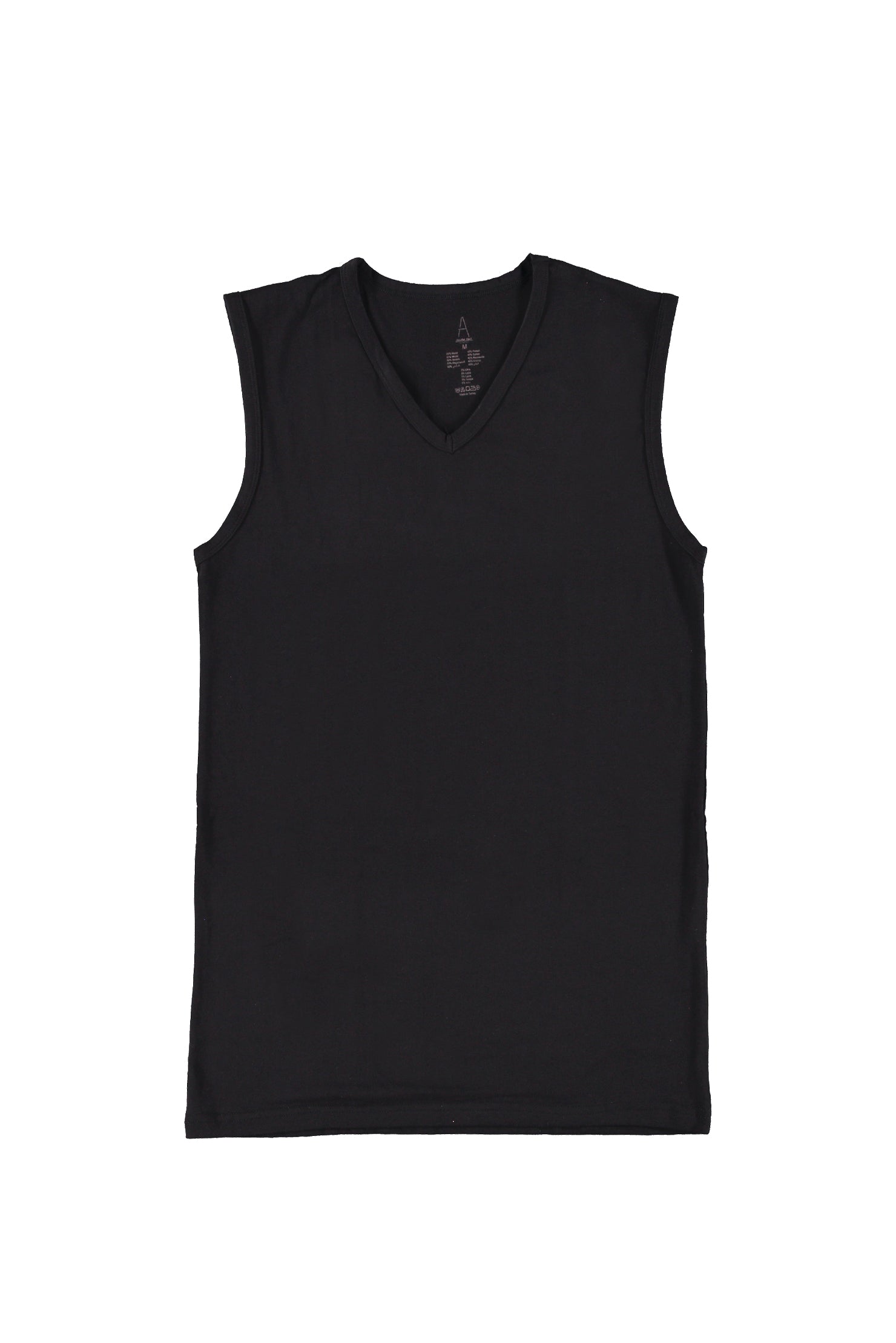 Siyah 2'li V Yaka Pamuklu Atlet Seti