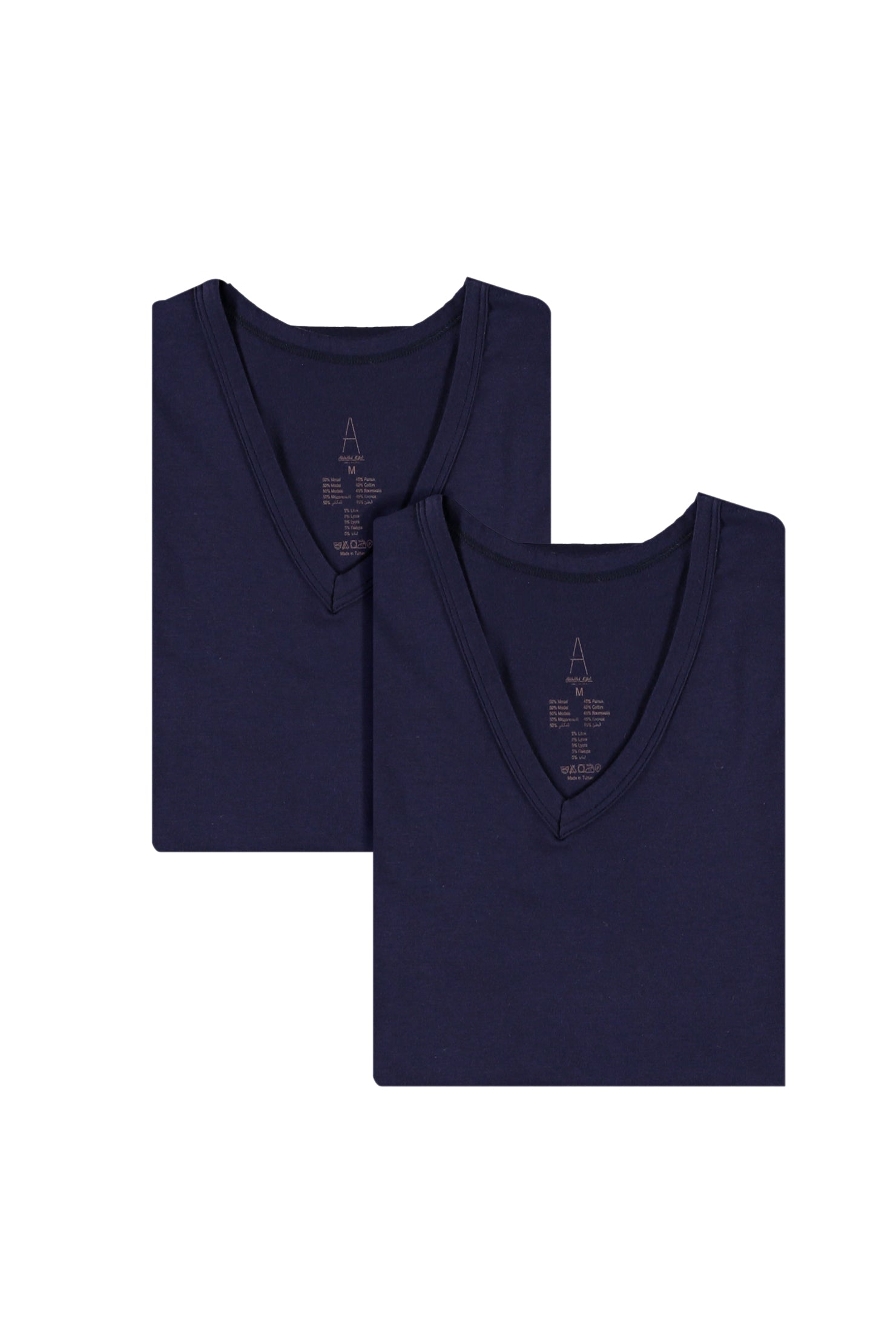 Lacivert 2'li V Yaka Pamuklu Atlet Seti