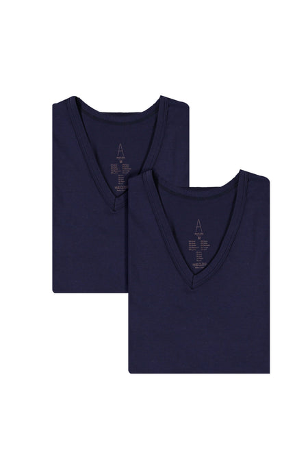 Lacivert 2'li V Yaka Pamuklu Atlet Seti