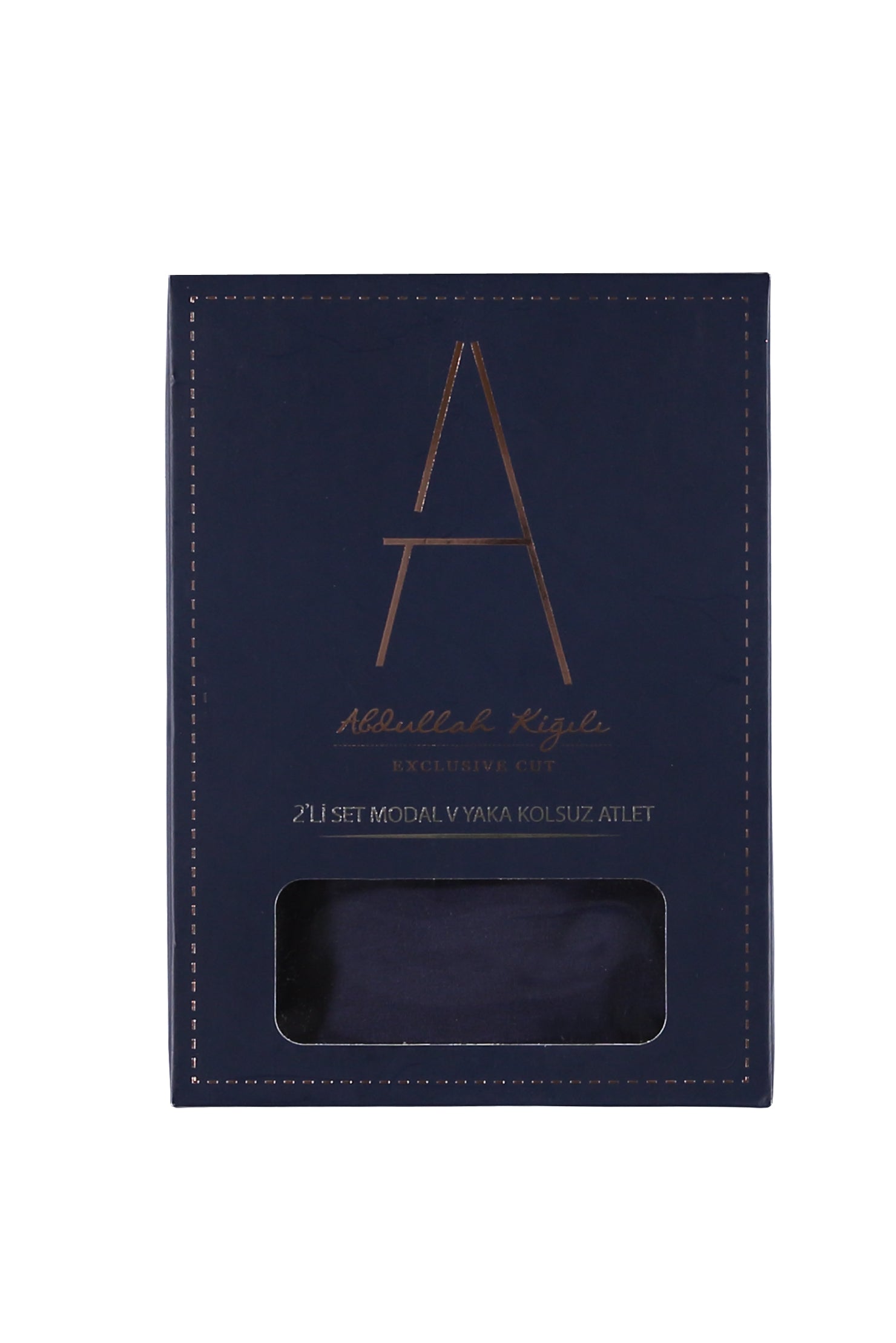 Lacivert 2'li V Yaka Pamuklu Atlet Seti