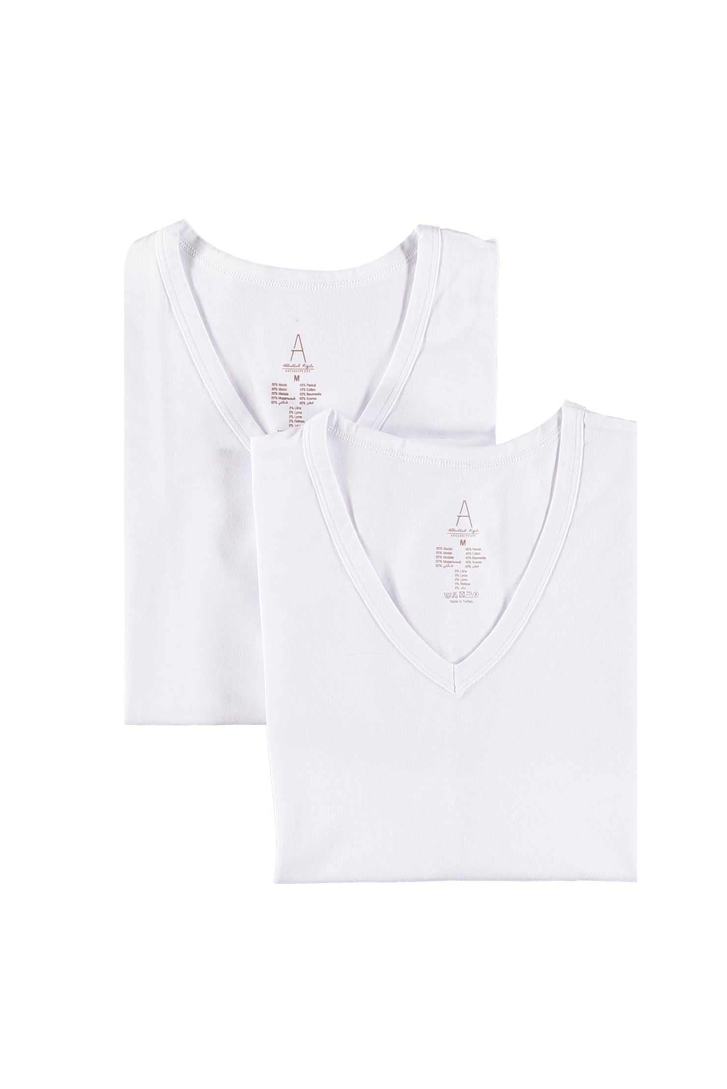 Beyaz 2'li V Yaka Pamuklu Atlet Seti
