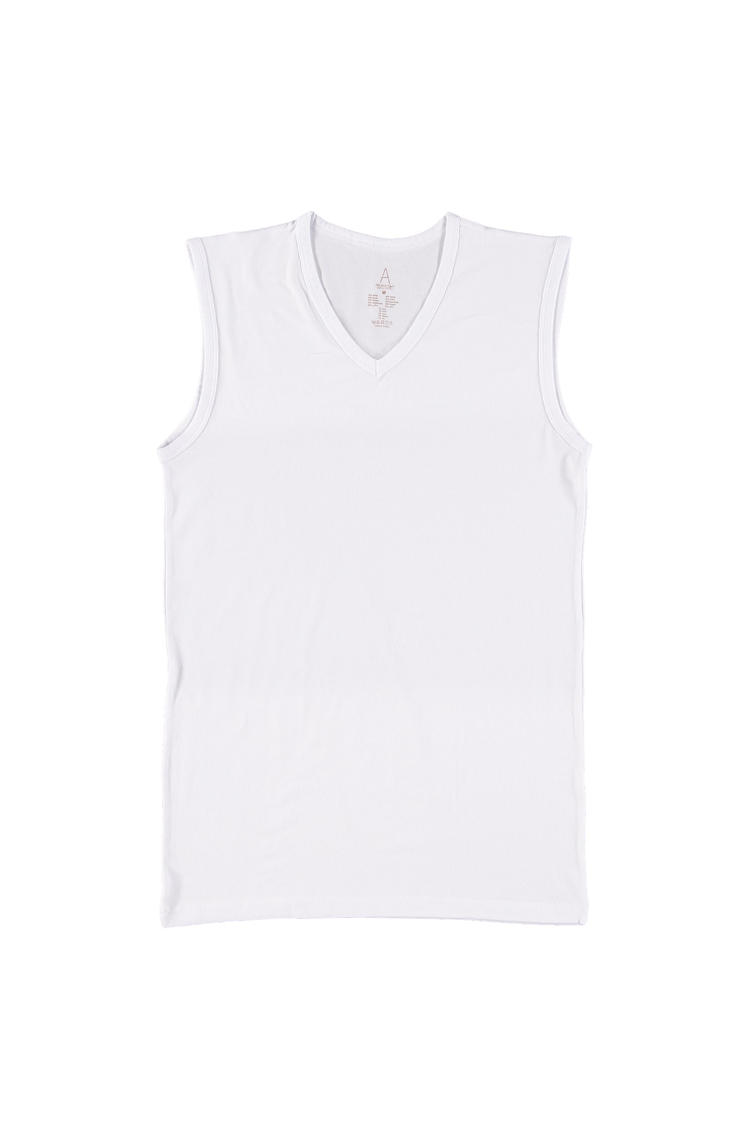 Beyaz 2'li V Yaka Pamuklu Atlet Seti