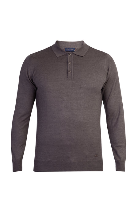 Vizon Polo Yaka Regular Fit Yünlü Triko Kazak