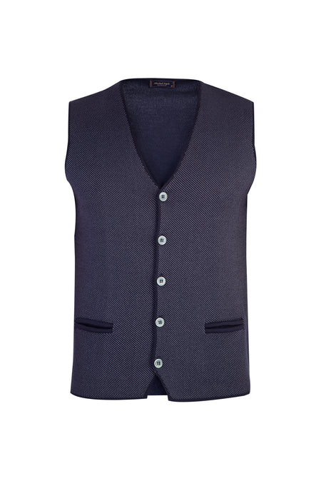 Orta Füme Slim Fit Dar Kesim Yünlü Desenli Yelek