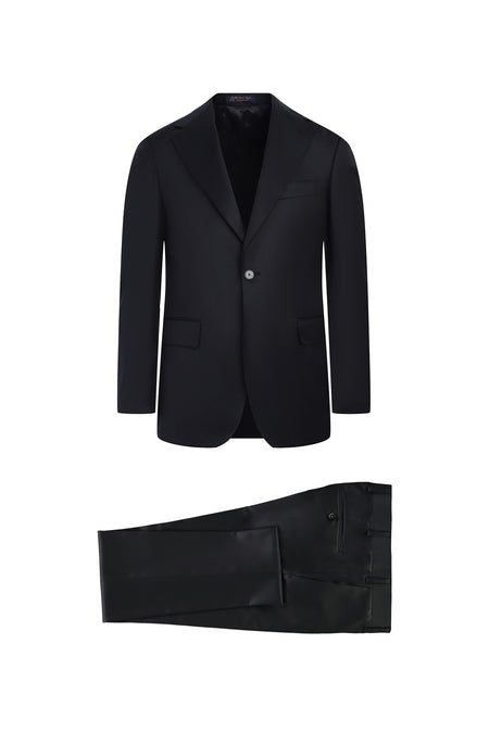 Siyah Slim Fit Dar Kesim Klasik Yün Takım Elbise
