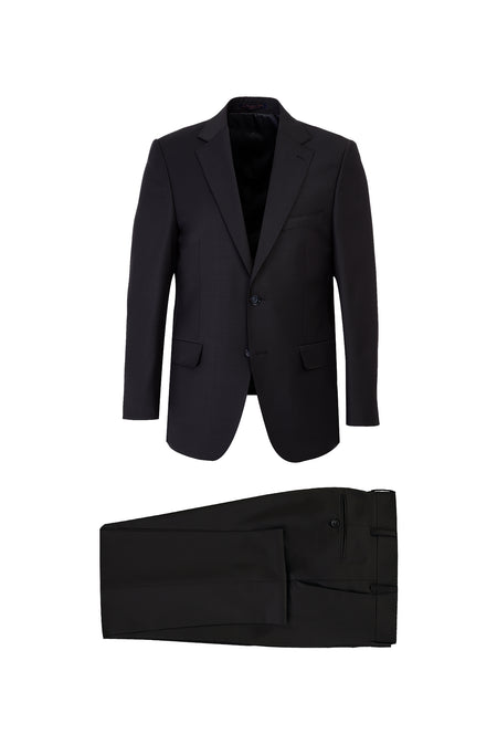 Siyah Slim Fit Dar Kesim Yünlü Klasik Takım Elbise