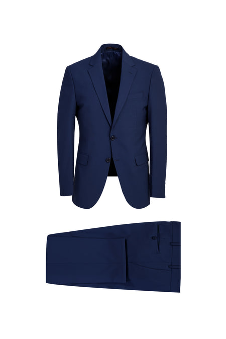 Koyu Lacivert Slim Fit Dar Kesim Yünlü Takım Elbise