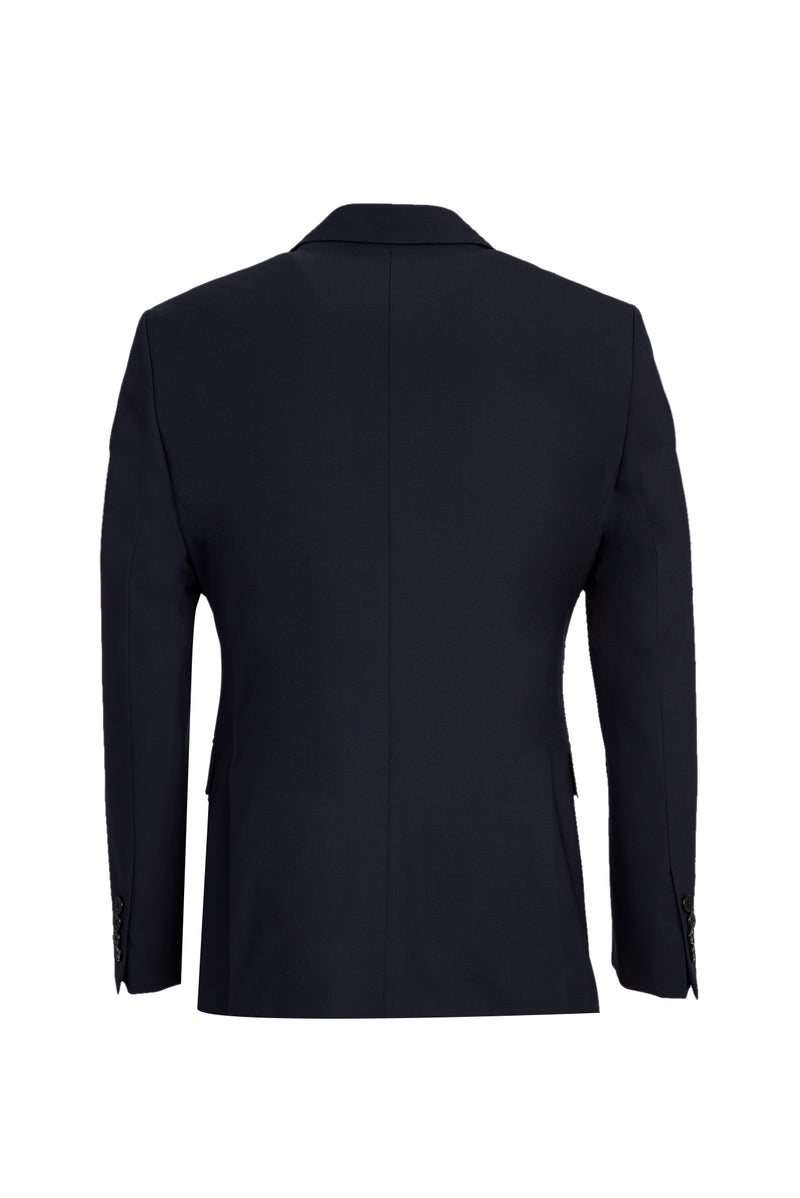 Siyah Lacivert Slim Fit Dar Kesim Yünlü Klasik Takım Elbise