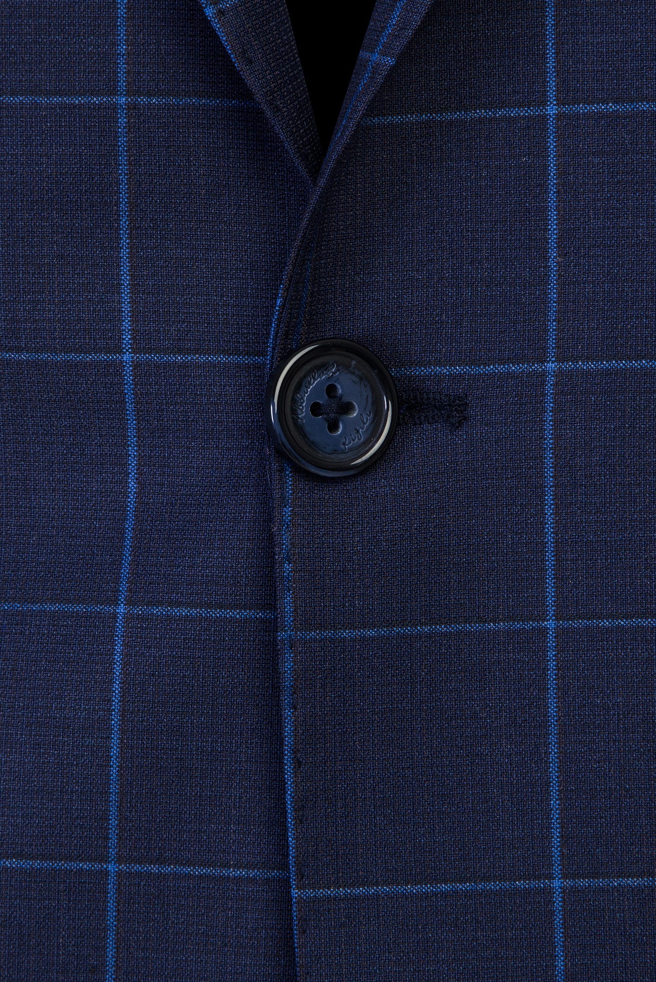 Koyu Lacivert Slim Fit Dar Kesim Yünlü Kareli Takım Elbise