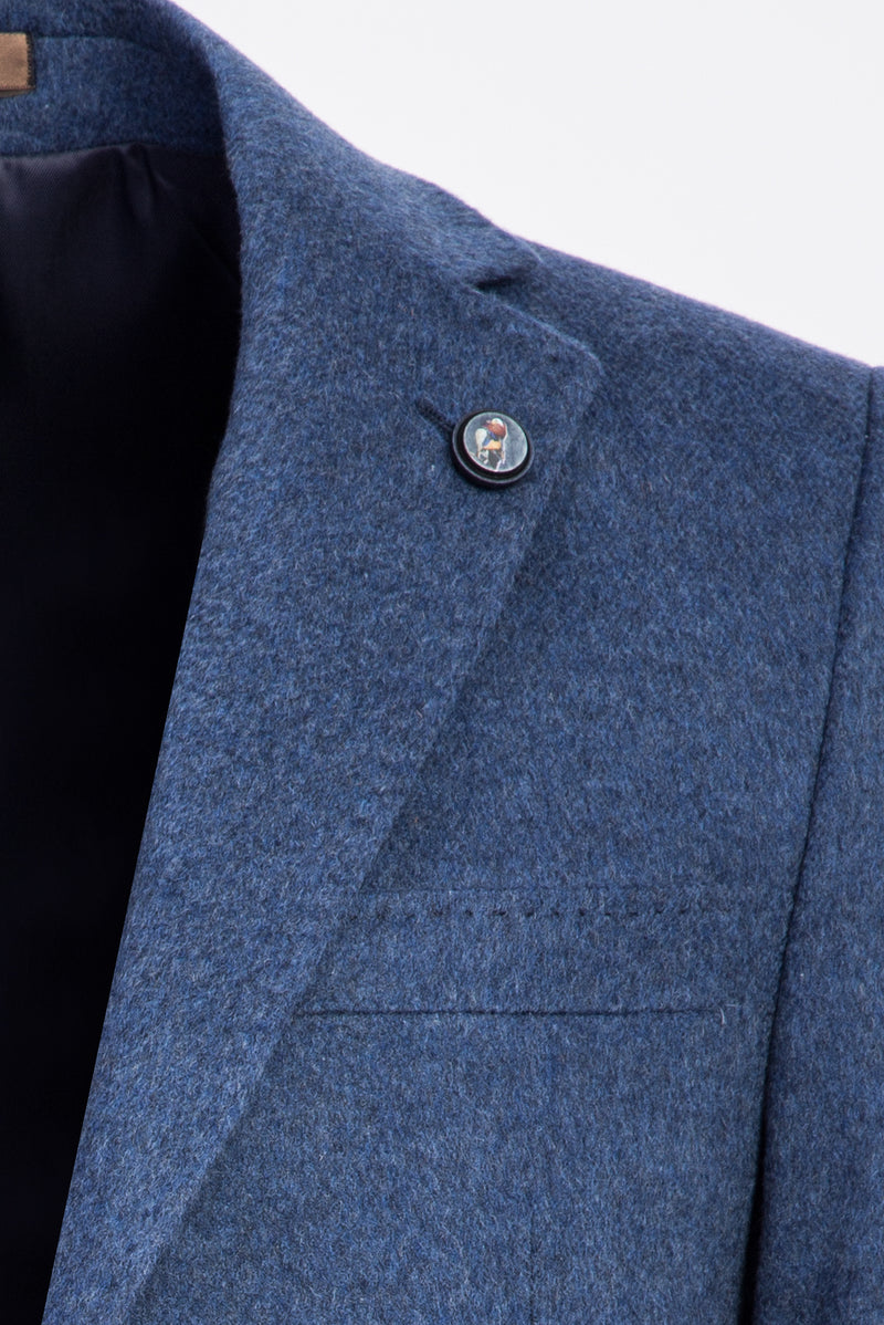 Açık Mavi Regular Fit Klasik Kaşmirli Ceket