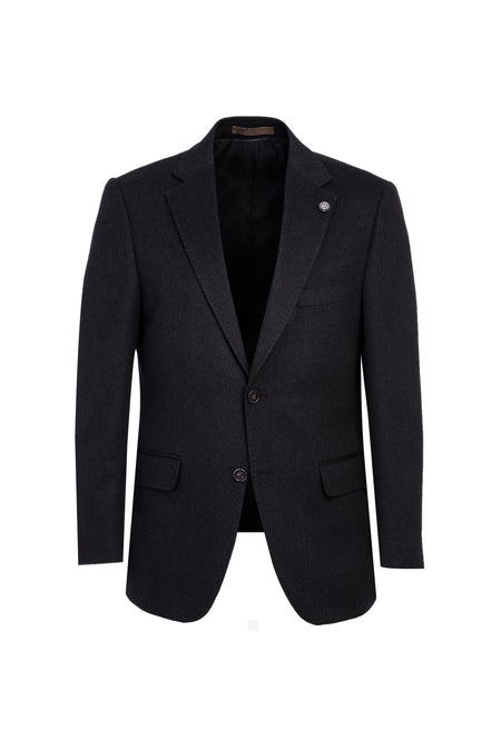 Siyah Relaxed Fit Rahat Kesim Kaşmirli Klasik Ceket