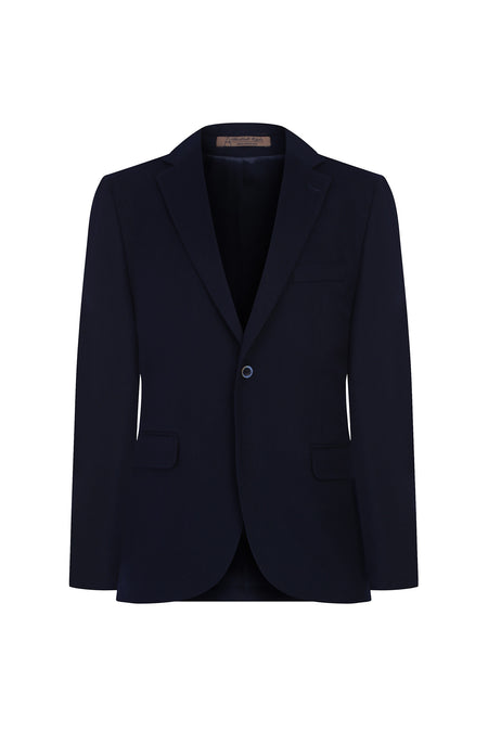 Orta Lacivert Slim Fit Dar Kesim Kaşmir Ceket