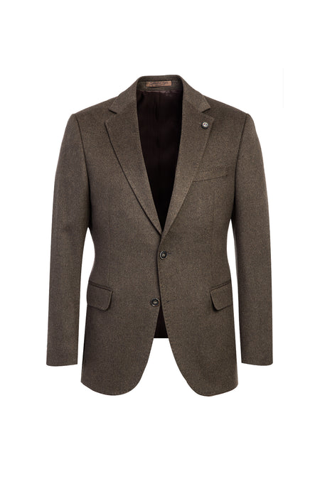 Orta Haki Regular Fit Klasik Kaşmir Ceket