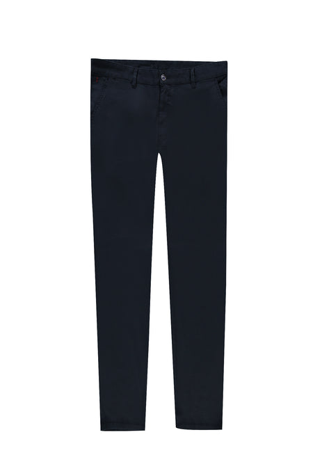 Koyu Lacivert Relax Fit Rahat Kesim Likralı Kanvas / Chino Pantolon