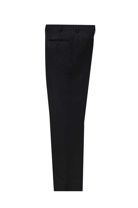 Siyah Lacivert Slim Fit Dar Kesim Yünlü Klasik Kumaş Pantolon