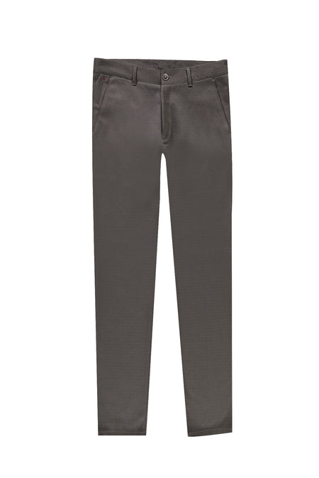 Koyu Bej Slim Fit Dar Kesim Likralı Kanvas / Chino Pantolon