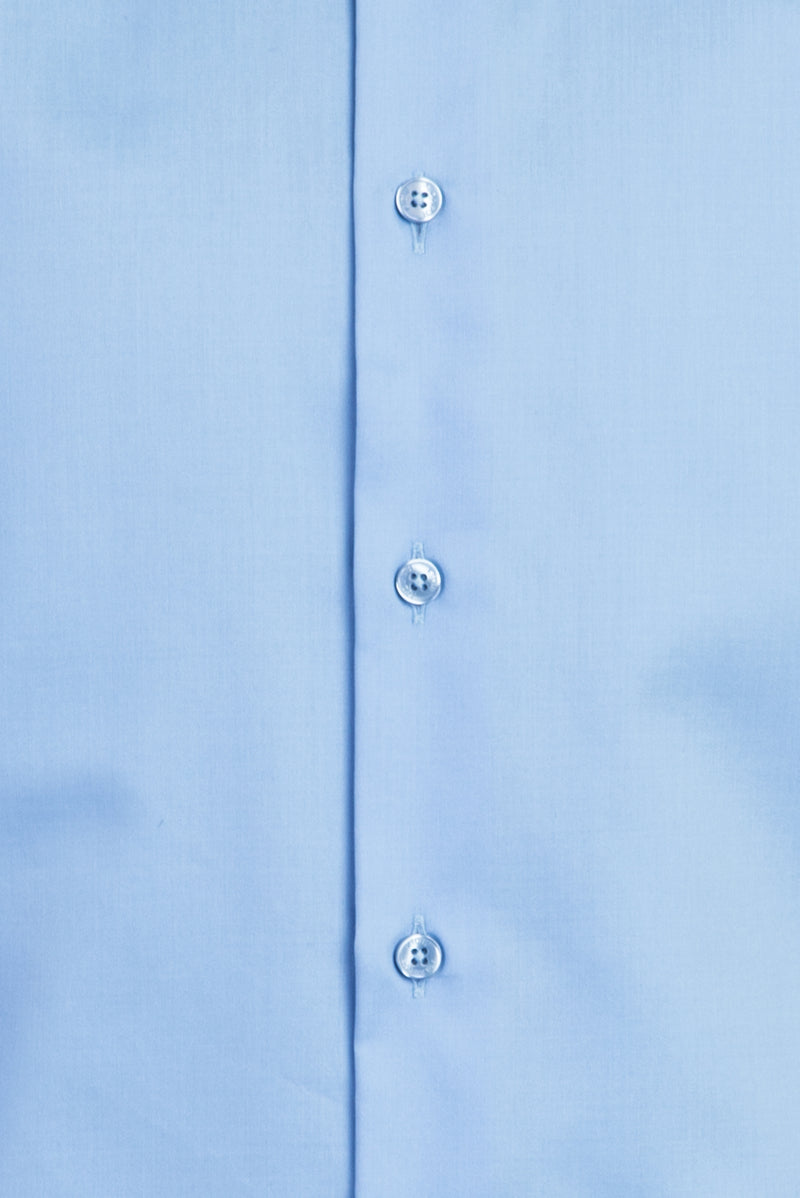 Aqua Mavisi Uzun Kol Slim Fit Dar Kesim Klasik Non Iron Saten Pamuk Gömlek