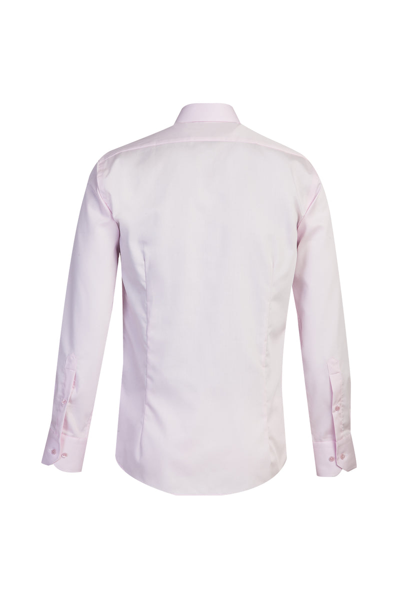 Toz Pembe Uzun Kol Slim Fit Dar Kesim Klasik Non Iron Saten Pamuk Gömlek