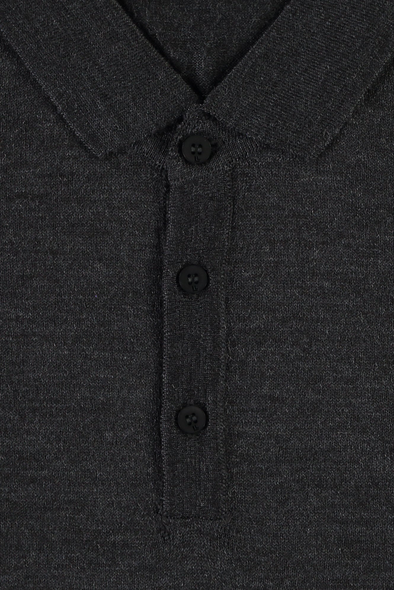 Açık Antrasit Büyük Beden Polo Yaka Regular Fit Yünlü Triko Kazak