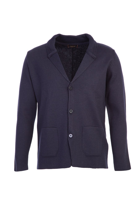 Orta Lacivert Slim Fit Dar Kesim Yünlü Triko Hırka