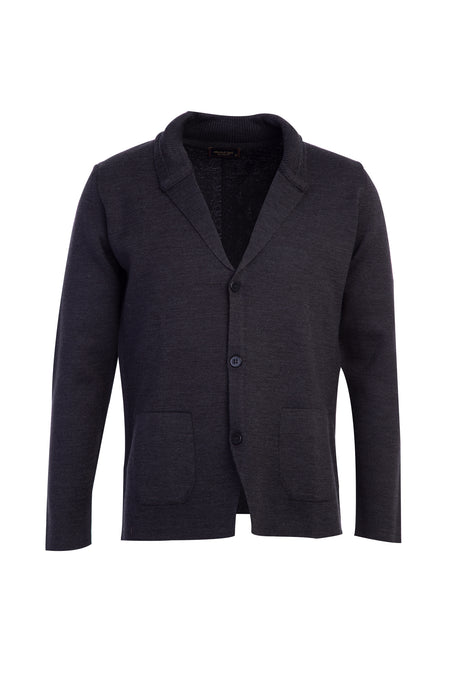 Açık Antrasit Slim Fit Dar Kesim Yünlü Triko Hırka