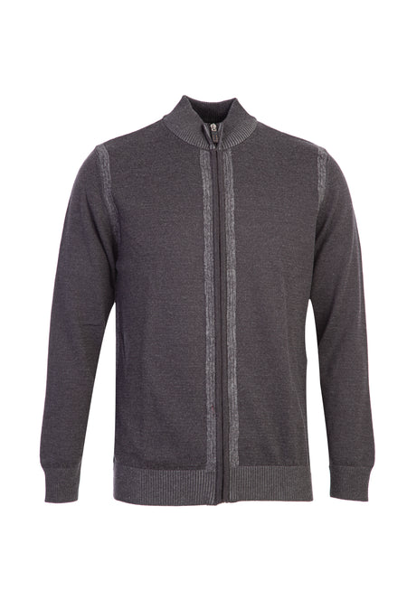 Açık Antrasit Yarım Balıkçı Yaka Regular Fit Yünlü Hırka