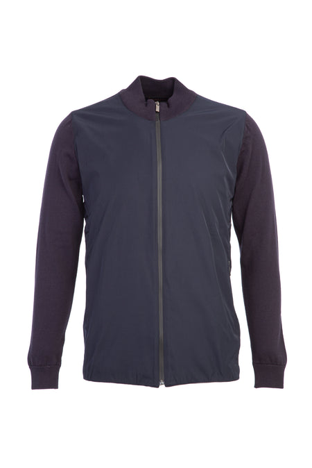 Orta Lacivert Fermuarlı Regular Fit Triko/Mont