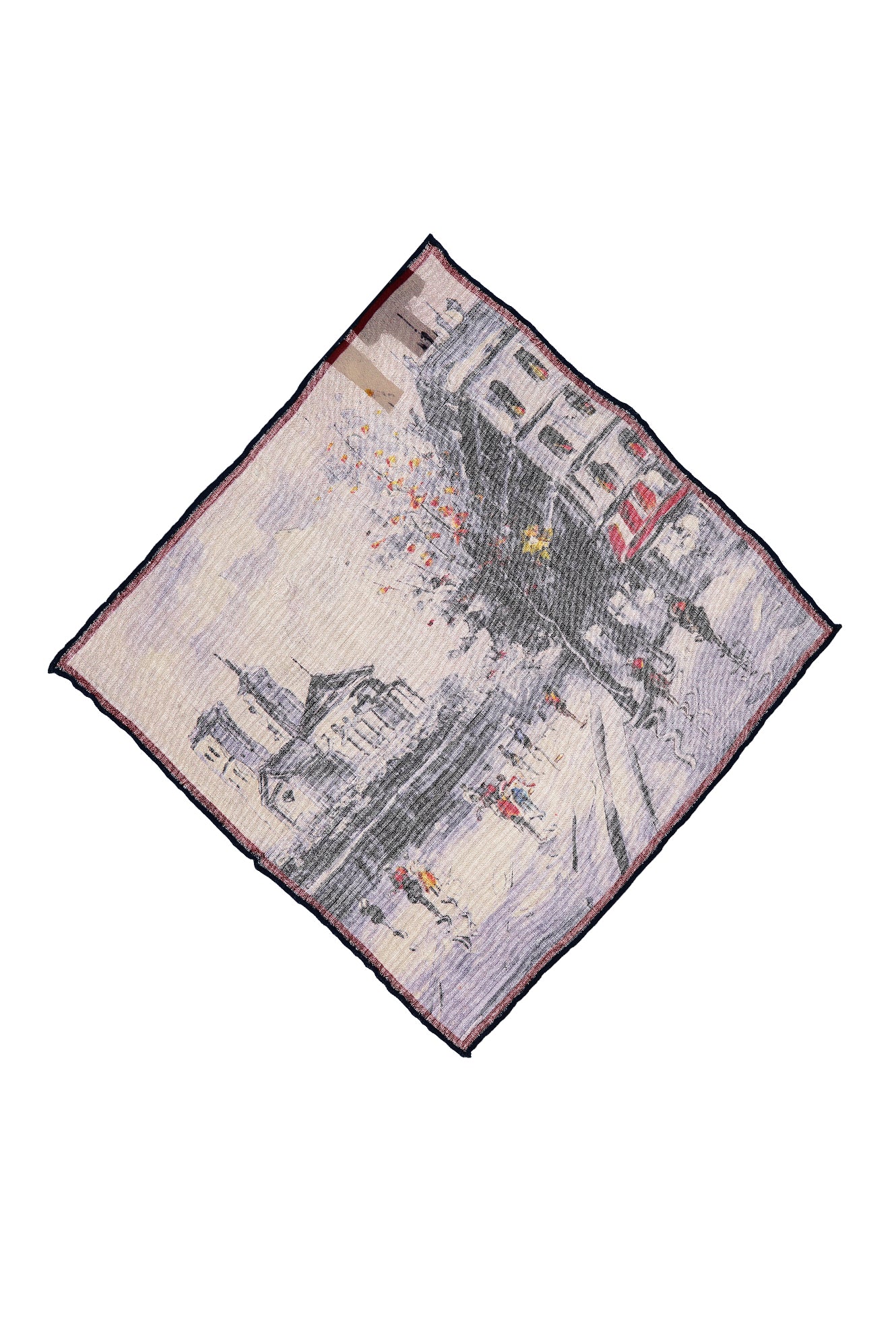 Açık Petrol İtalyan Desenli Yün Mendil