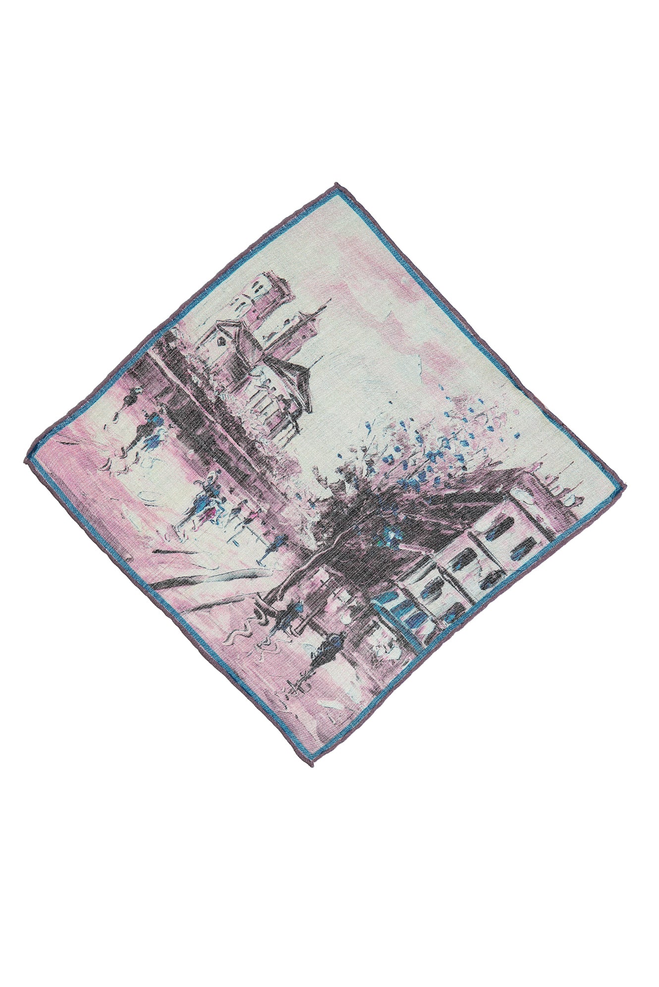 Lila İtalyan Desenli Yün Mendil