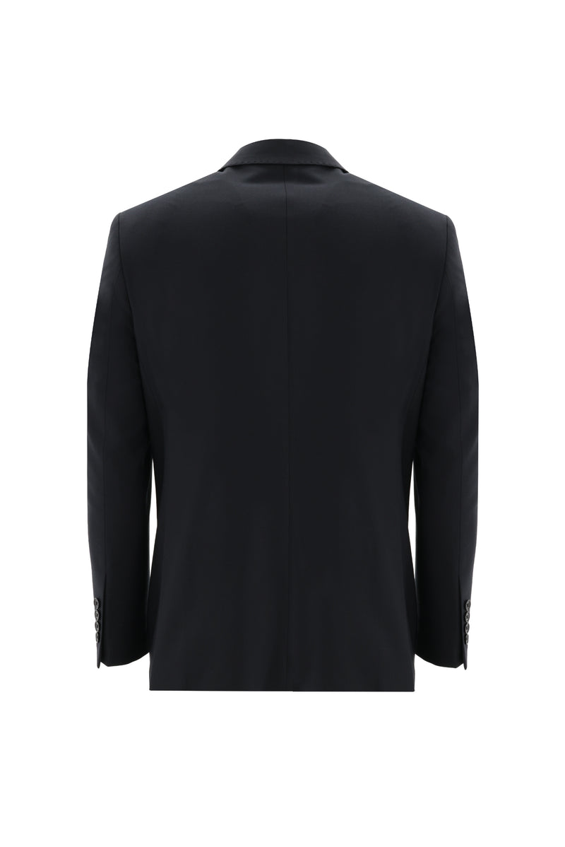 Siyah Lacivert Relaxed Fit Rahat Kesim Yünlü Klasik Takım Elbise