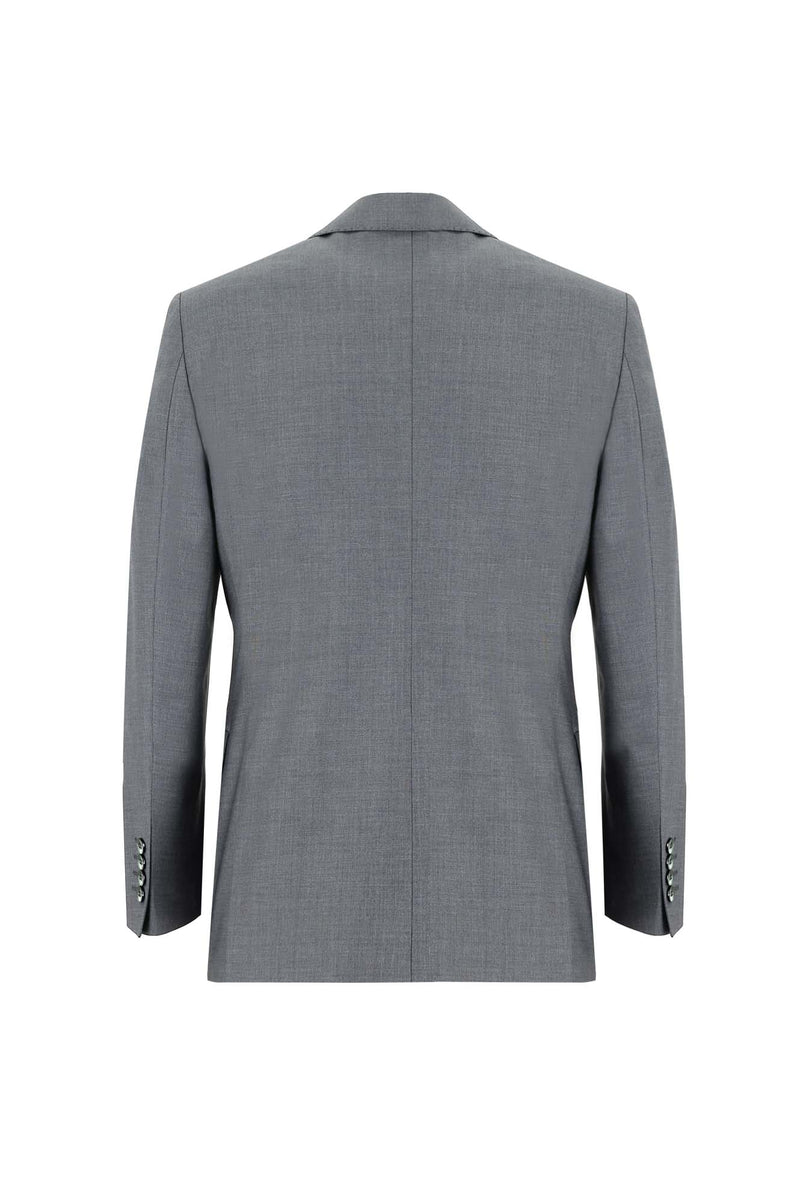 Orta Füme Slim Fit Dar Kesim Yünlü Klasik Takım Elbise