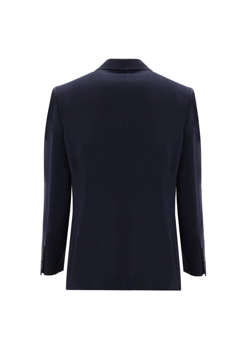 Koyu Lacivert Slim Fit Dar Kesim Yünlü Klasik Takım Elbise