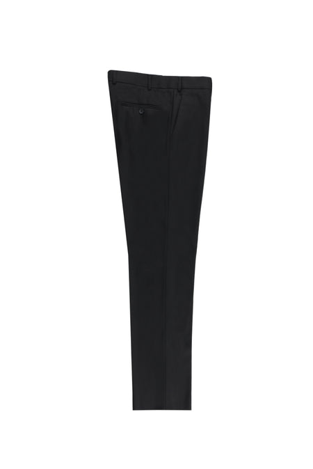 Siyah Regular Fit Kaşmirli Flanel Kumaş Pantolon