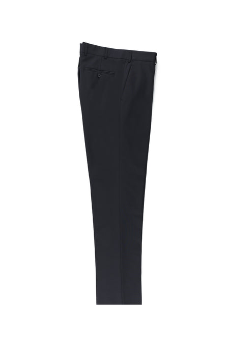 Siyah Lacivert Slim Fit Dar Kesim Yünlü Klasik Kumaş Pantolon