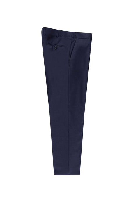 Orta Lacivert Relaxed Fit Rahat Kesim Yünlü Klasik Kumaş Pantolon