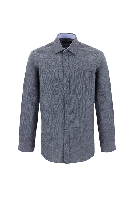 Orta Lacivert Uzun Kol Regular Fit Oduncu Gömlek