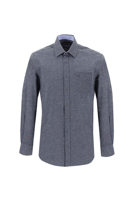 Koyu Lacivert Uzun Kol Regular Fit Oduncu Gömlek