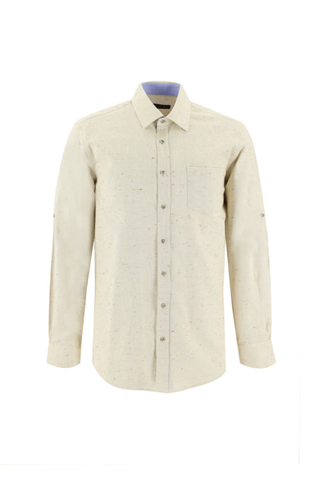 Krem Uzun Kol Regular Fit Oduncu Gömlek