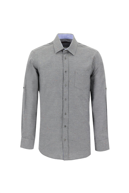 Açık Antrasit Uzun Kol Regular Fit Oduncu Gömlek