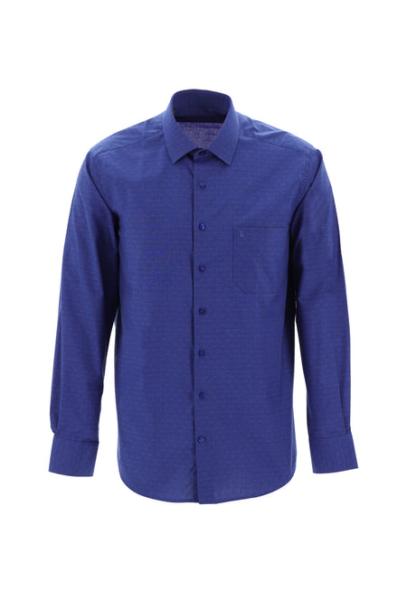 Saks Mavi Uzun Kol Regular Fit Desenli Gömlek