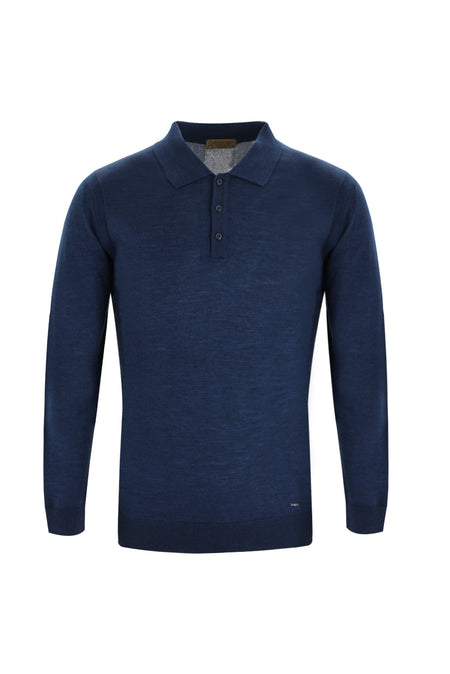 Koyu Petrol Polo Yaka Regular Fit Triko Kazak